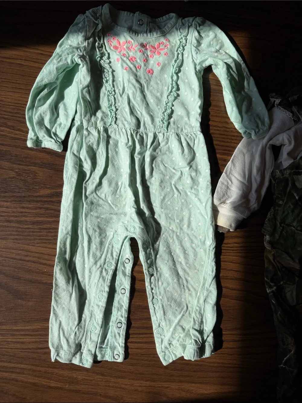 Baby 12m Girls 4 pants, 1 long sleeve onsie, 3 long sleeve shirts, 2 jackets, +